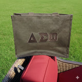 Delta Black Embroidered Jute Bag